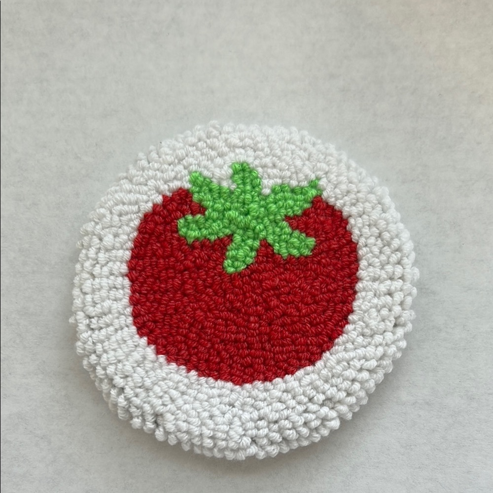 Cute tomato design punch needle coaster handmade